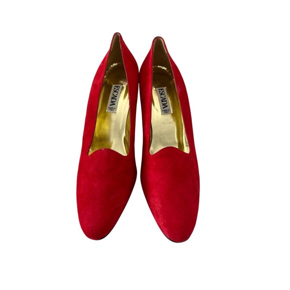 ESCADA Womens Red Suede Vintage Heels Sz 9.5 - Picture 4 of 5